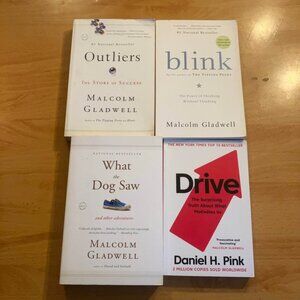 Malcolm Gladwell Book Set Bundle - Outliers, Blink, What The Dog Saw, Drive